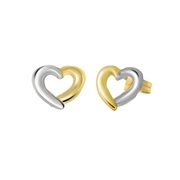 14 Karaat gouden bicolor oorbellen hart opengewerk (1048501)