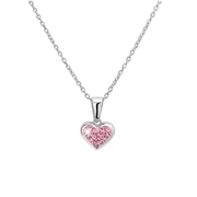 Zilveren ketting hart licht roze kristal (1052958)