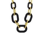 Chunky-Halskette aus vergoldetem Edelstahl mit schwarzen Gliedern (1067582)