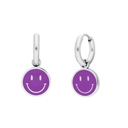 Edelstahlohrringe mit violettem Smiley (1067739)