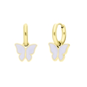 Stalen goldplated oorbellen met vlinder wit (1067753)