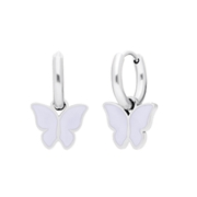 Edelstahlohrringe mit weißem Schmetterling (1067755)