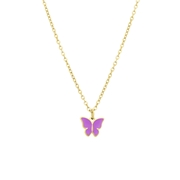 Stalen goldplated ketting met vlinder violet (1067766)