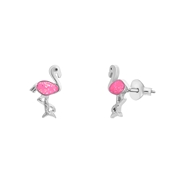 Silberne Ohrstecker Flamingo Emaille rosé (1068414)