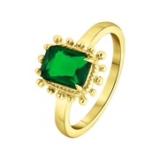 Stalen goldplated vintage ring vierkant groen (1067955)